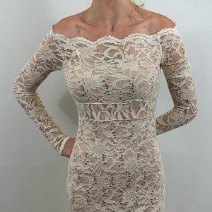 Formal White Lace Off The Shoulder Long Dress